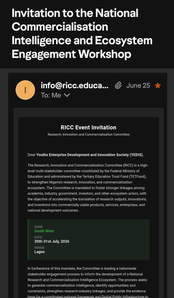 A Screenshot of the Official Invitation Letter
